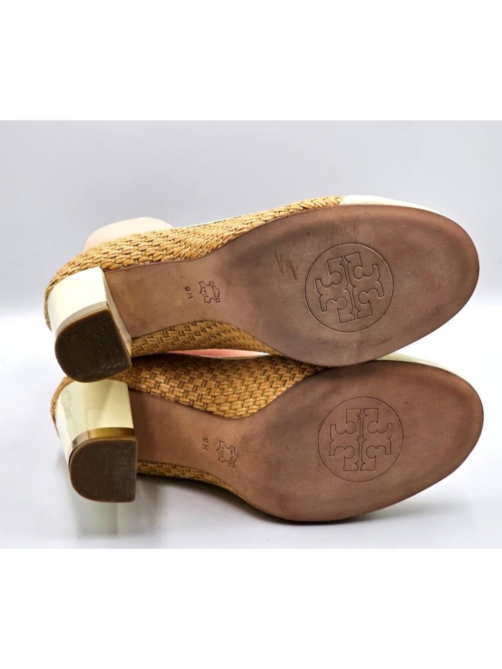 Tory Burch Women's Beige/Cream Woven Reva Maddie Raffia Straw Shoes Sz9 2345 - Picture 6 of 16